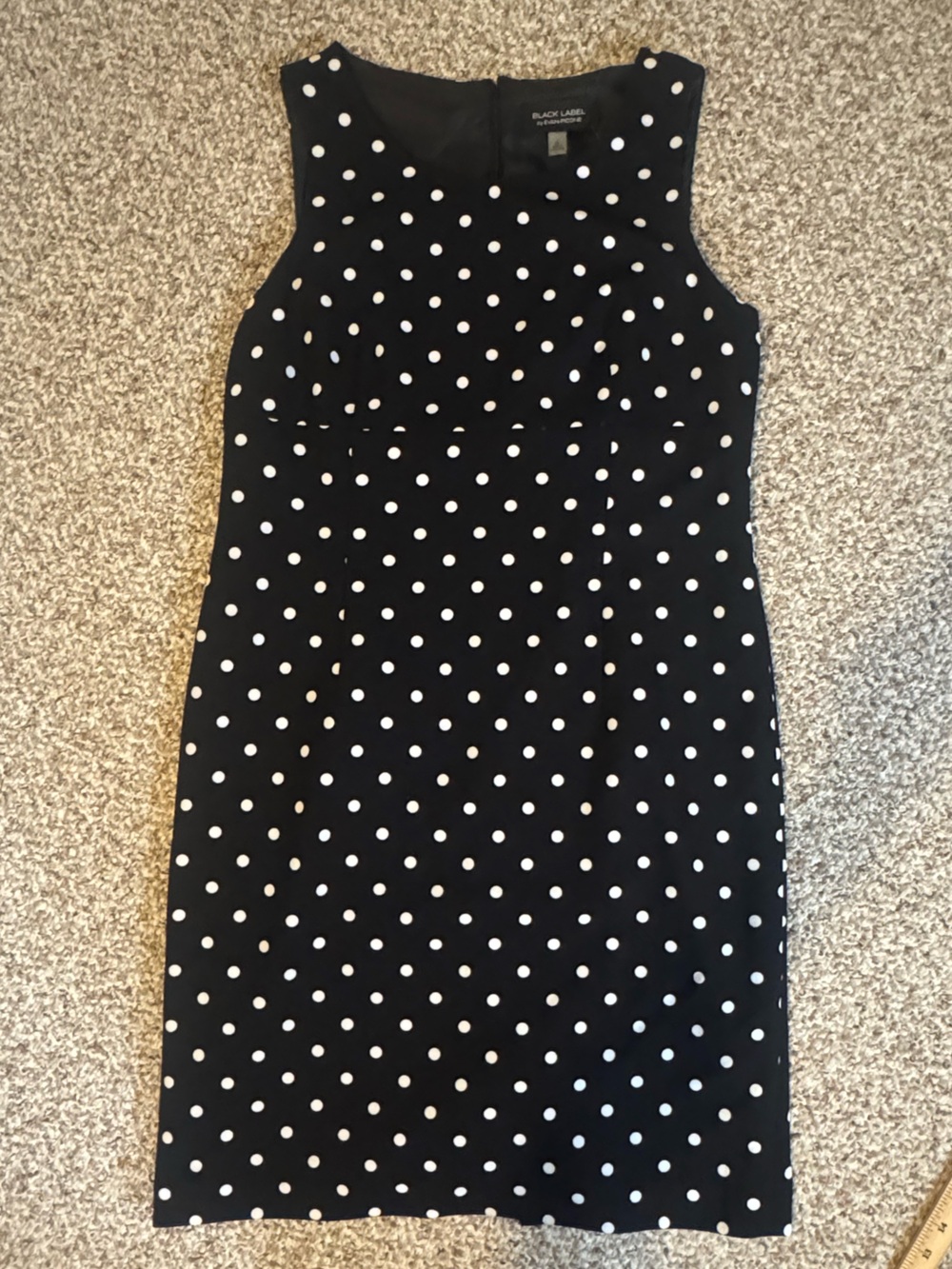 Black Label by Evan-Picone Black & White Polka Dot Dress Size 12 NWT